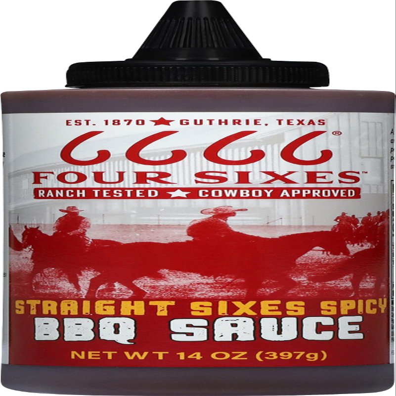 6666 Four Sixes Straight Sixes Spicy BBQ Sauce, 14 Ounce (Pack of 6)