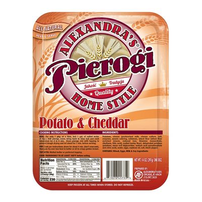 Alexandra's Pierogis 14 oz., Pack of 6 (72 Pierogis total) (Potato & Cheddar)