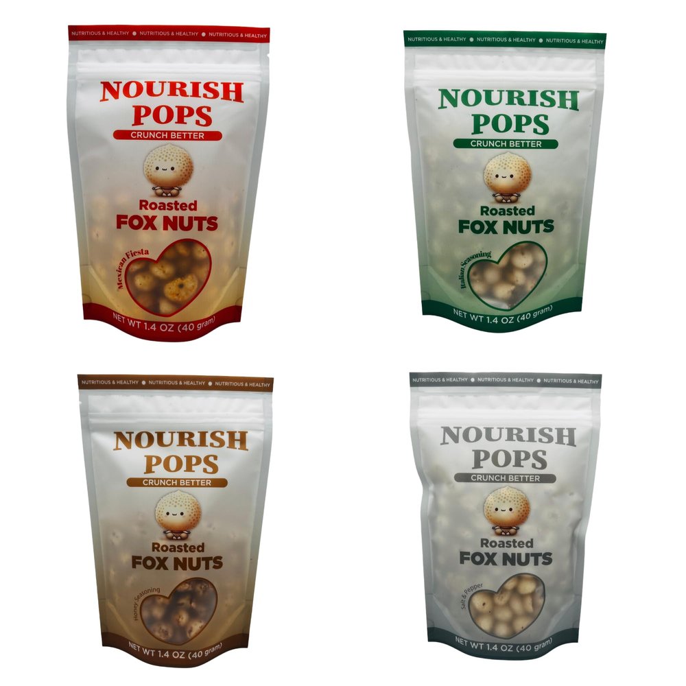 Nourish Pops | Single Pack | Roasted Fox Nuts | Popped Water Lily Seeds | Crunch Better (40G, Mexican Fiesta)