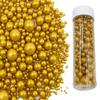 Christmas Sprinkles for Cake Decorating, 120g/4.2oz Gold Silver White and Black Pearl Sprinkles Mix for Cookie Baking Ice Cream Cupcake Topping (Gold) view 1
