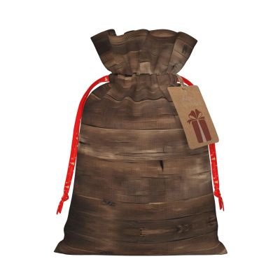 GaxfjRu Rustic Old Barn Wood print Burlap Bag Christmas Party Favors Gift Goodies Bag for Gifts Assorted Size (S, M)