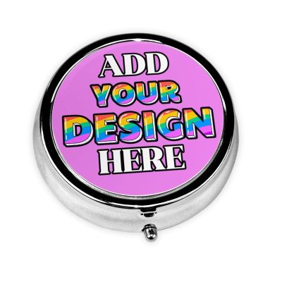Pill Organizer, Medicine Pill Box Case Container Travel Pill Holder Vitamin for Purse Med Wallet Portable Mini Pastillero Round, Make Your Own Pill Organizer, Violet, Personalized Gifts