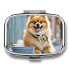 Square Pill Box Short-haired Pomeranian Dog Pill Case 2 Compartment Medicine Pill Organizer for Purse & Pocket Portable Travel Pillbox Medicine Vitamin Cod Liver Oil Storage Box Organizer view 1