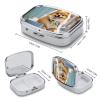 Square Pill Box Short-haired Pomeranian Dog Pill Case 2 Compartment Medicine Pill Organizer for Purse & Pocket Portable Travel Pillbox Medicine Vitamin Cod Liver Oil Storage Box Organizer view 2