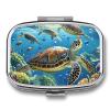 Square Pill Box Sea Turtles Diamond Painting Pill Case 2 Compartment Medicine Pill Organizer for Purse & Pocket Portable Travel Pillbox Medicine Vitamin Cod Liver Oil Storage Box Organizer view 1