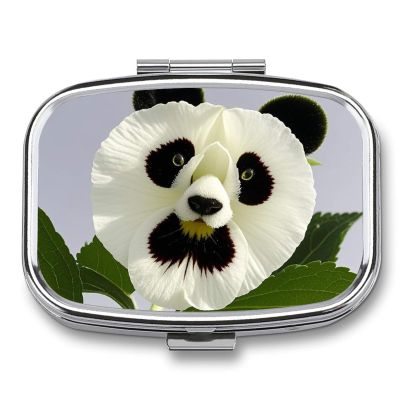 Square Pill Box Panda Flower Pill Case 2 Compartment Medicine Pill Organizer for Purse & Pocket Portable Travel Pillbox Medicine Vitamin Cod Liver Oil Storage Box Organizer