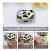 Square Pill Box Panda Flower Pill Case 2 Compartment Medicine Pill Organizer for Purse & Pocket Portable Travel Pillbox Medicine Vitamin Cod Liver Oil Storage Box Organizer view 3