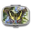 Square Pill Box Nice Butterfly Pill Case 2 Compartment Medicine Pill Organizer for Purse & Pocket Portable Travel Pillbox Medicine Vitamin Cod Liver Oil Storage Box Organizer view 1