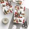 Vintage Christmas Wrapping Paper, Christmas Classic Santa Gift Wrapping Paper Roll, Santa and Reindeer Wrapping Paper Roll view 1