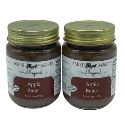 Amish Apple Butter No Sugar Added Non GMO Vegan All Natural - 8 oz - 2 Jars
