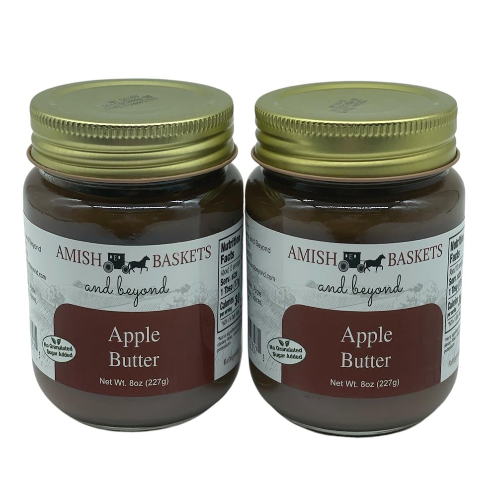 Amish Apple Butter No Sugar Added Non GMO Vegan All Natural - 8 oz - 2 Jars