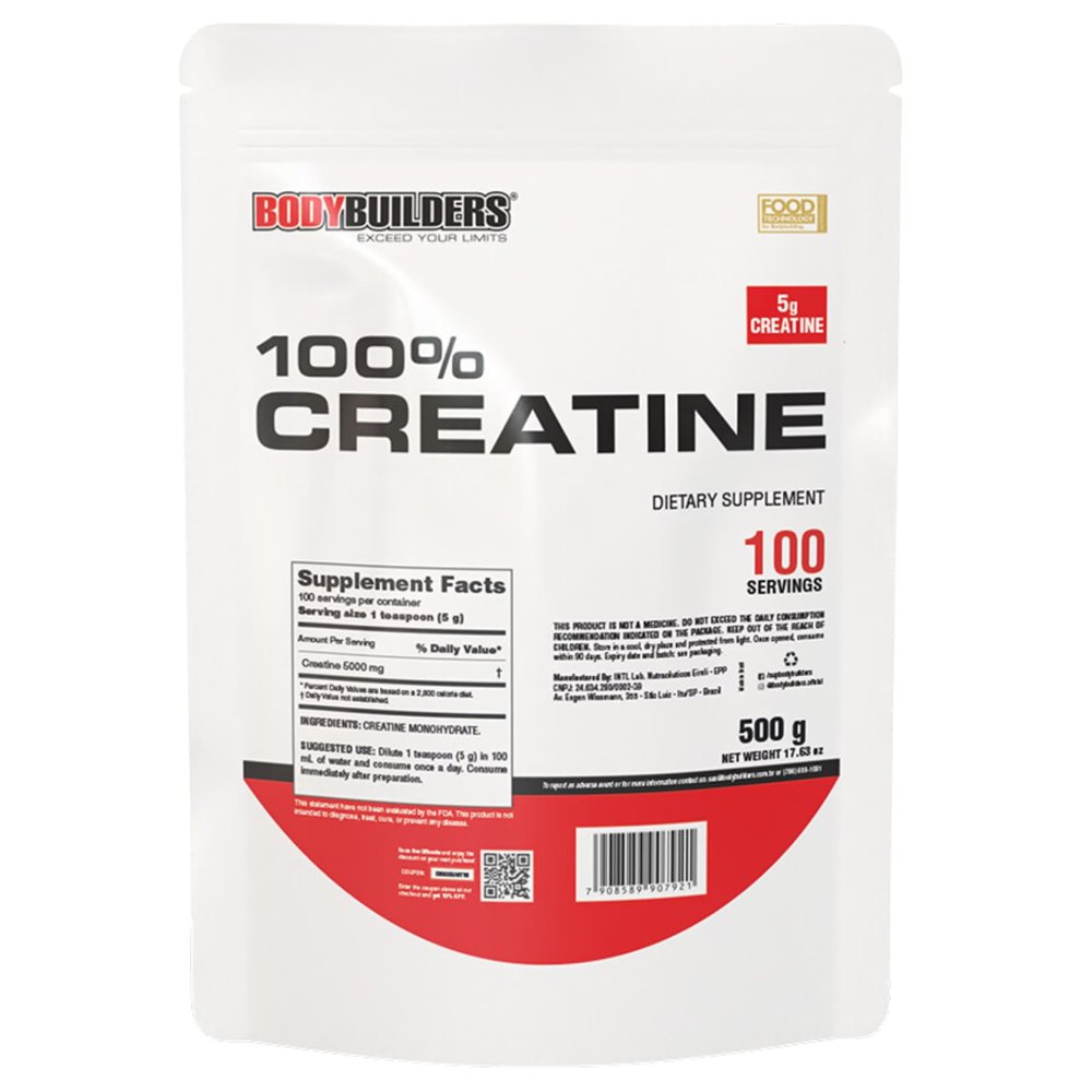 BODY BUILDERS 100% Creatine, Unflavored, 1.1lb, 100 Servings