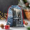HQaxsfQxnr Christmas Gift Bags Burlap Drawstring Gift Bags Reusable Drawstring Gift Bag for Christmas Glacier Polar Bear Gift Bags Linen Wrapping Bag Holiday Gift Bags for Treat Goodies Party view 1