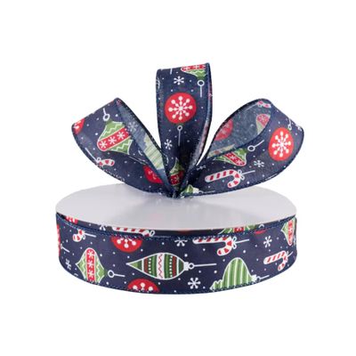 10 feet Christmas Ornaments Navy Blue Glitter Wired Ribbon, Navy Blue Glitter Wired Ribbon, Christmas Wired Ribbon, Ribbon for Wreaths, 1.5" Wired Ribbon