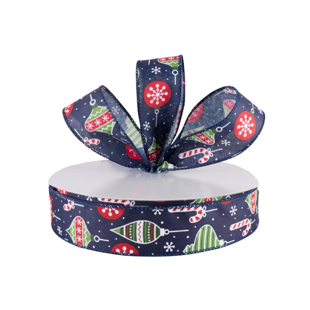 10 feet Christmas Ornaments Navy Blue Glitter Wired Ribbon, Navy Blue Glitter Wired Ribbon, Christmas Wired Ribbon, Ribbon for Wreaths, 1.5" Wired Ribbon
