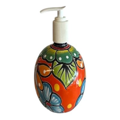 Colorful Talavera Soap Dispenser - Handcrafted Mexican Pottery for Kitchen or Bathroom Decor, 6 Tall