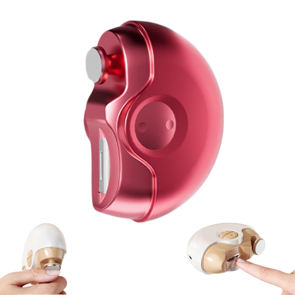 2 in 1 Electric Polishing Automatic Nail Clippers,2 Adjustable Speeds,Automatic Nail Trimmer for Seniors, Adults (red)