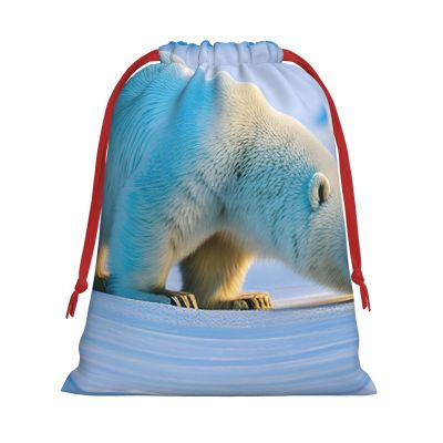 MUFLVDX Polar Bear Print Christmas Gift Bags,Multi Purpose Drawstring Gift Pouches,For Xmas,Weddings,Parties,Gifts,Candy