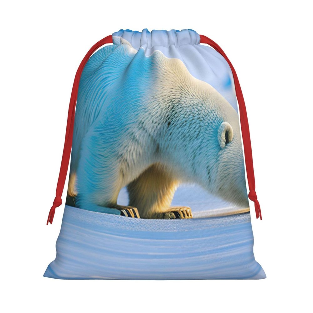 MUFLVDX Polar Bear Print Christmas Gift Bags,Multi Purpose Drawstring Gift Pouches,For Xmas,Weddings,Parties,Gifts,Candy