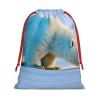 MUFLVDX Polar Bear Print Christmas Gift Bags,Multi Purpose Drawstring Gift Pouches,For Xmas,Weddings,Parties,Gifts,Candy view 1