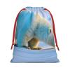 MUFLVDX Polar Bear Print Christmas Gift Bags,Multi Purpose Drawstring Gift Pouches,For Xmas,Weddings,Parties,Gifts,Candy view 2