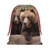 JEKYDOSD Brown Bears Print Drawstring Gift Bag For Large Xmas Package Storage, Event Party Supplies, Christmas Party Favors view 1