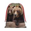 JEKYDOSD Brown Bears Print Drawstring Gift Bag For Large Xmas Package Storage, Event Party Supplies, Christmas Party Favors view 2
