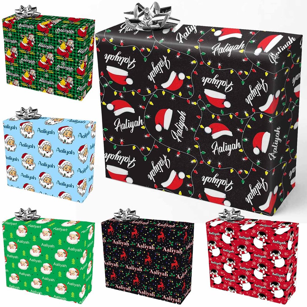 AOFUN Personalized Gift Wrapping Papper Custom Name Gift Kids Christmas Gift Wrap With Name/Date Christmas Paper Wrap 1St Birthday Wrapping Paper