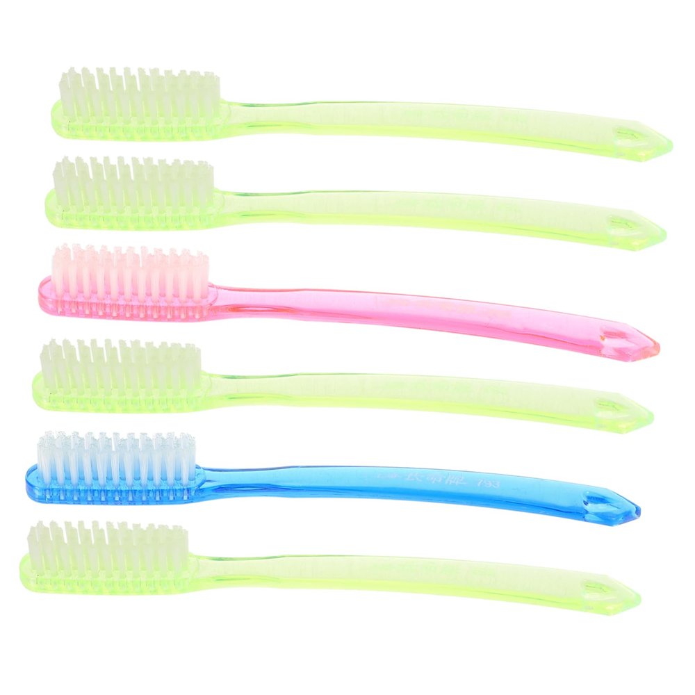 FRCOLOR Adult Toothbrush Hard Bristles 6pcs Manual Brush Daily Cleaning Travel Size