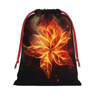 GDSHJKLW Abstract Fire Flowers Christmas Drawstring Gift Bags Christmas Wrapping Bags Xmas Treats Bags Goody Sweet Treat Candy Bags Christmas Party Favor Pouch (Large Medium Small)