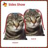 GDSHJKLW American Cat Usa Flag Christmas Drawstring Gift Bags Christmas Wrapping Bags Xmas Treats Bags Goody Sweet Treat Candy Bags Christmas Party Favor Pouch (Large Medium Small) view 3