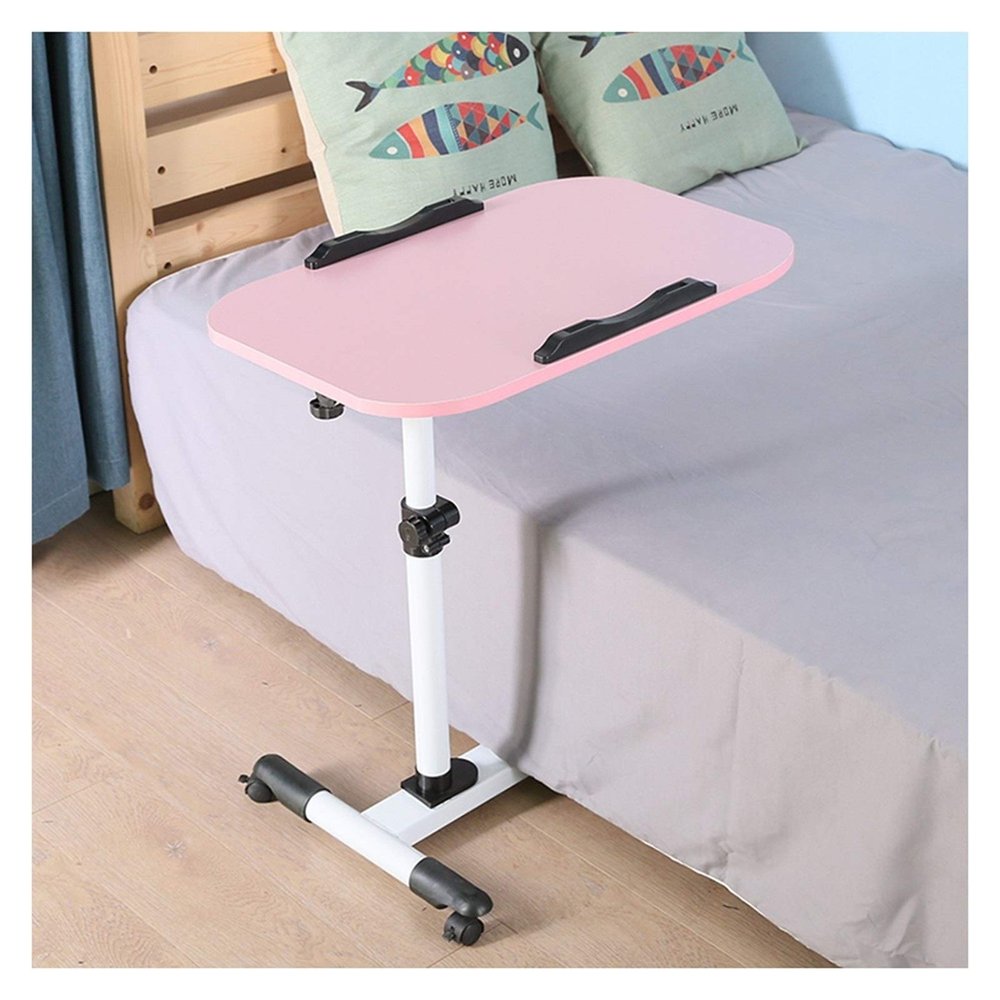 JDXQBLD Mobile Overbed Computer Table Mobile Lap Table, Days Overbed Table, Height-Adjustable from 60Cm - 90Cm,360 Swivel and 180 Tilt, Lockable Casters Table with Wheels Over,Black-55x32cm