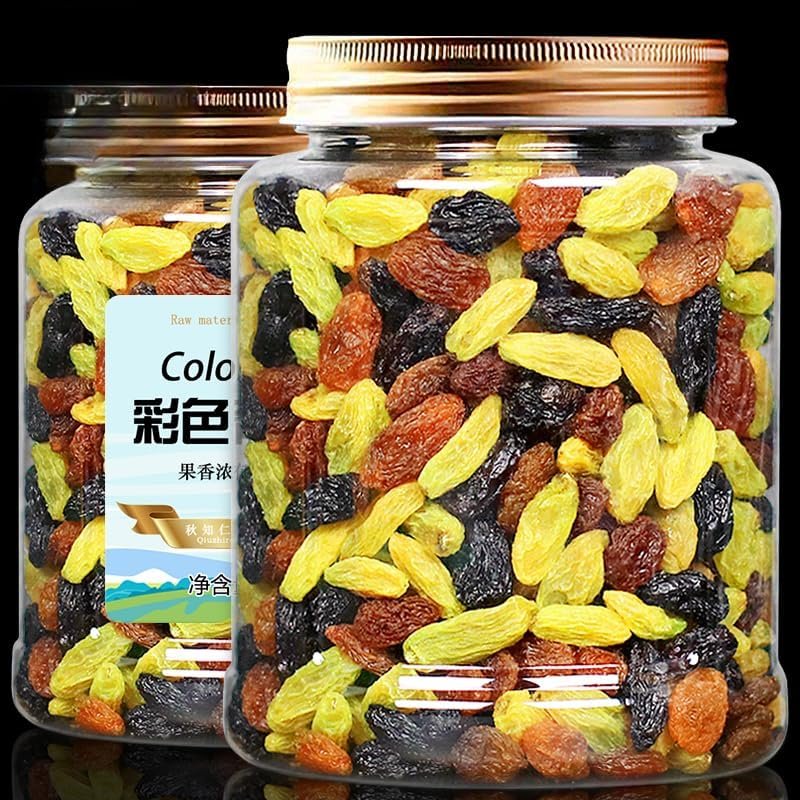 3 Color Mixed Raisins, 500g/can, Blackcurrant Raisins, Ready To Eat Dried Fruits and Fruit Snacks, Mixed Chewing Gum, Desserts, Snack Foods, Snack Gift Pack (5 can)