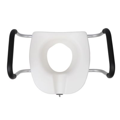 Nurnesy Toilet Lift, Toilet Seat Lift with Adjustable Removable Padded Arms and Fixed Lock Raised Toilet Seat with High Load Support for