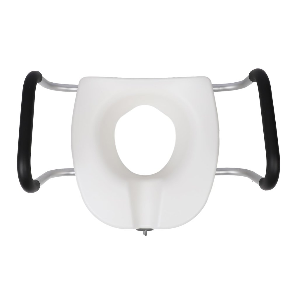 Nurnesy Toilet Lift, Toilet Seat Lift with Adjustable Removable Padded Arms and Fixed Lock Raised Toilet Seat with High Load Support for