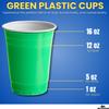 1InTheHome Green Plastic Cups 16 oz Disposable Party Cups for Beer, Wine, Cocktails, Soda, and Events (50 Pack) view 2