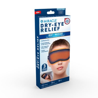 Miracle Eye Mask for Dry Eye Relief, Massaging Heated Eye Mask, Cordless & Rechargeable Warm Compress for Eyes, Gel Cold Pack Included, Soft & Comfortable, Helps Support Eye Strain