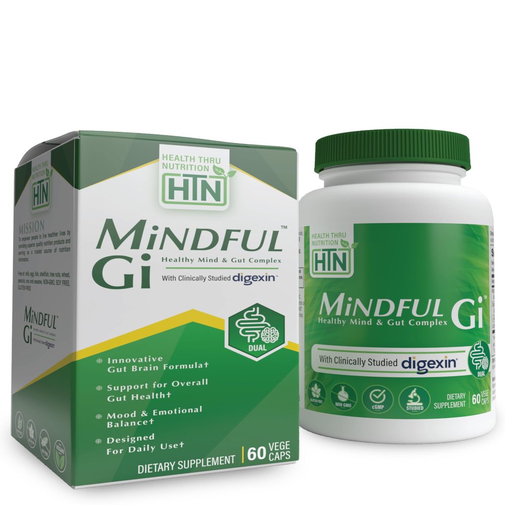 Health Thru Nutrition Mindful GI - Healthy Mind & Gut Complex | with Digexin, Magnesium, L-Glutamine, and Probiotic for Gut-Brain Axis Support | Regularity, Bloating, Calmness Supplement