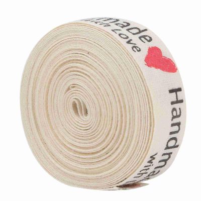 1PCS 5 Yards Cotton Ribbon 1.5cm for Present Packaging, Wedding Celebration Home Decor, Floral Decoration (Handmade Hearts)