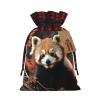 FJRFGbkJKN Christmas Gift Bag Christmas Burlap Gift Bag Red Pandas Drawstring Gift Bag Christmas Linen Bag Gift Drawstring Bag Party Favors Bags Wrapping Bags for Party Supplies view 1