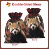 FJRFGbkJKN Christmas Gift Bag Christmas Burlap Gift Bag Red Pandas Drawstring Gift Bag Christmas Linen Bag Gift Drawstring Bag Party Favors Bags Wrapping Bags for Party Supplies view 3