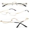 KOOSUFA Metal Half Moon Reading Glasses +2.5 Spring Hinge Half Frame Readers Eyeglasses for Men Women Gold view 3