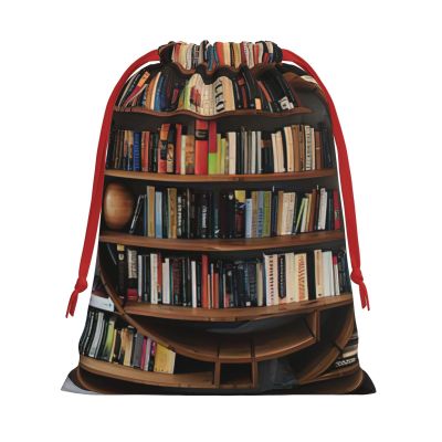 KOPUUYRD Funny Book Shelves Collection And Ladder Print Reusable Gift Bags,Stylish Drawstring Gift Bags,Birthday Gift Bag For All Occasions