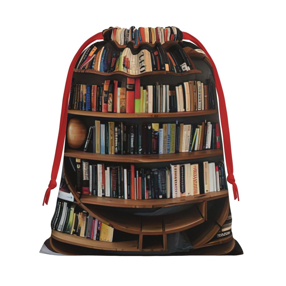 KOPUUYRD Funny Book Shelves Collection And Ladder Print Reusable Gift Bags,Stylish Drawstring Gift Bags,Birthday Gift Bag For All Occasions