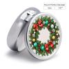 Christmas Wreath of Evergreen Branches Pill Box for Purse Pocket Small Round Pill Case Decorative Medicine Box Travel Medicine Tablet Case Vitamin Organizer Pill Container Holder Unique Gift view 2