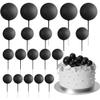 LKXHarleya 20pcs Cake Insert Topper, Foam Ball Cake Picks Mini Balloons Topper Decoration for Wedding Birthday Anniversary Party, Mixed 4 Sizes (Black) view 1