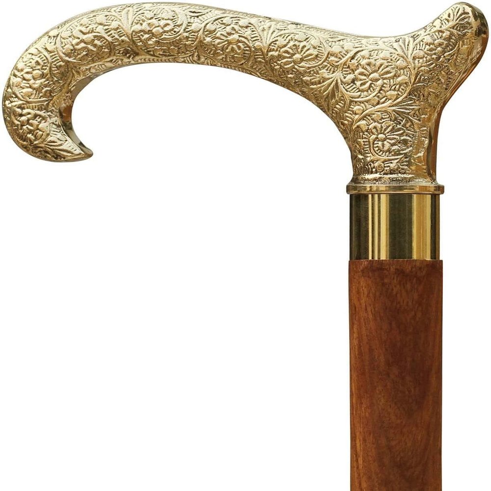 Derby Canes and Walking Sticks with Brass Handle Gift Wooden Decorative Walking Cane Fashion Statement for Men/Women/Seniors/Grandparents