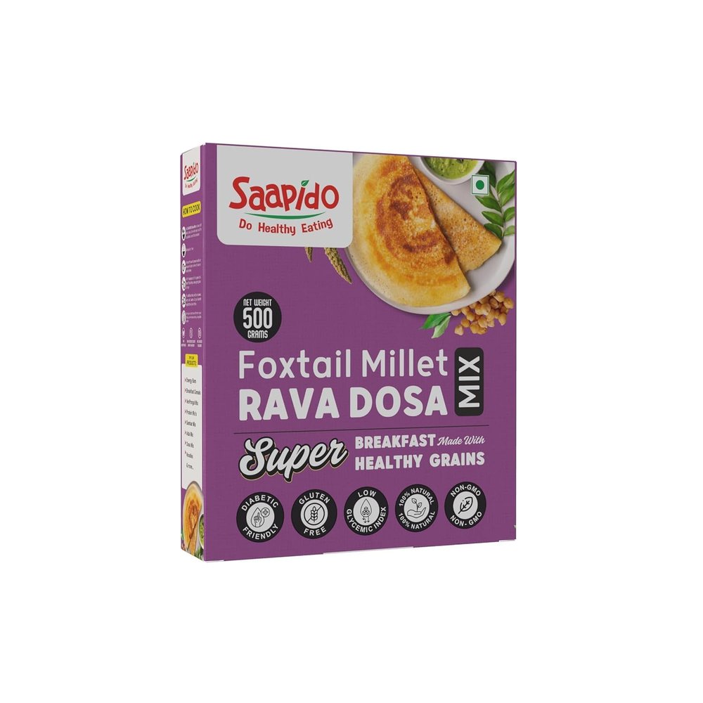SAAPIDO Foxtail Millet Dosa Mix, (Dosa Batter) Natural and Healthy Food, Instant Millets Breakfast Mix- Rich in Protein & High Fiber (1.1 lbs)