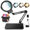 10X 30X Large Magnifying Glass with Light and Stand, 5-inch Lighted Magnifier, 72 LED 3 Color Modes Stepless Dimmable, Hands-Free Magnifying Glass Desk Lamp for Reading Craft Hobby Close Work Black view 1