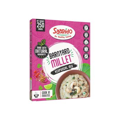 SAAPIDO Barnyard Millet Pongal Mix | Ready to Cook Instant South Indian Breakfast | Healthy Instant Mix for Traditional Taste | (100% Natural, Low GI, Gluten Free & Diabetics Friendly Food) (0.55 lbs)